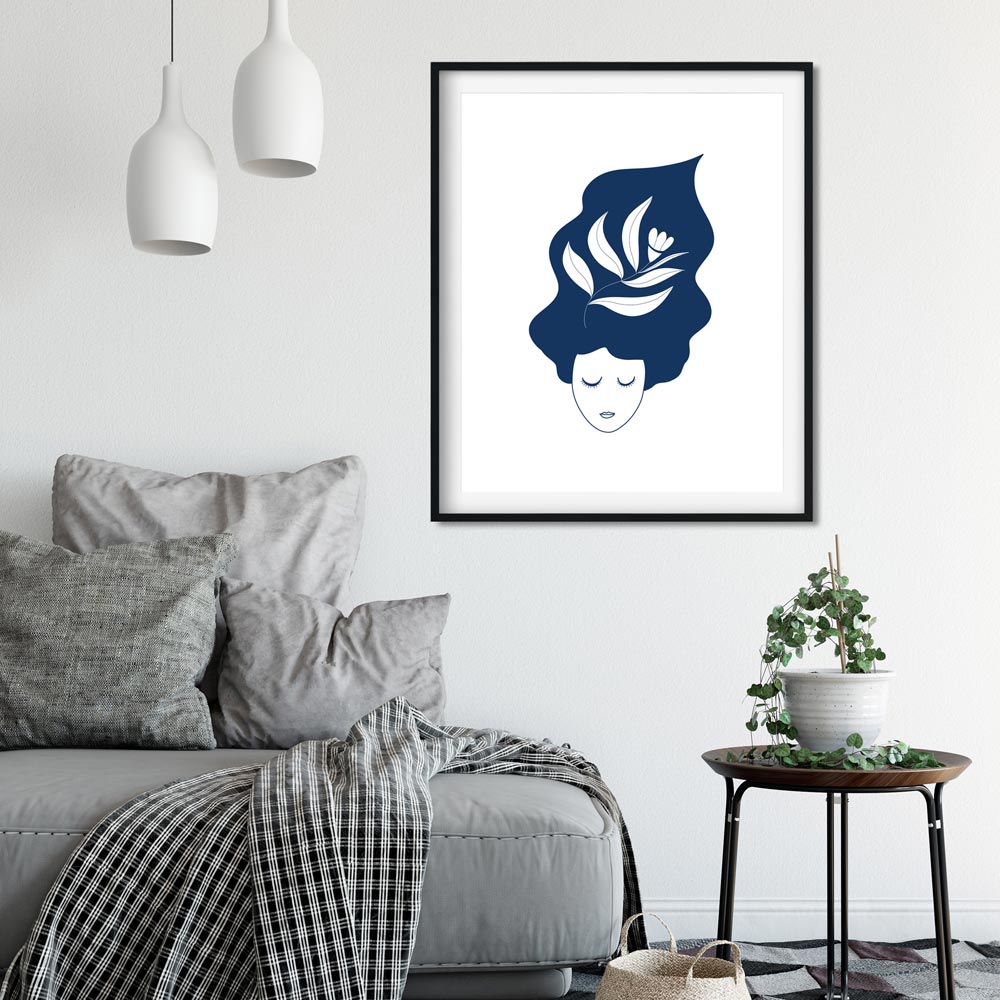 Thinking ladyart wall in frame