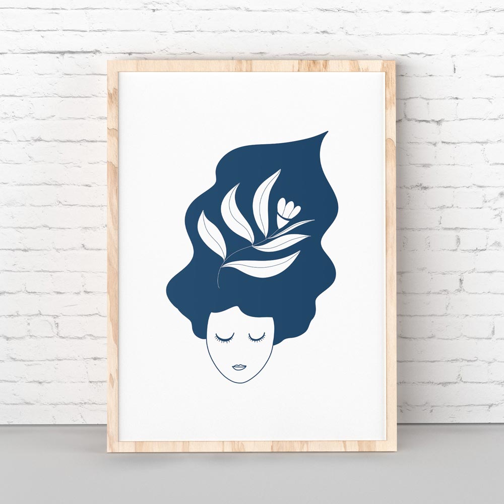Thinking lady printable art frame