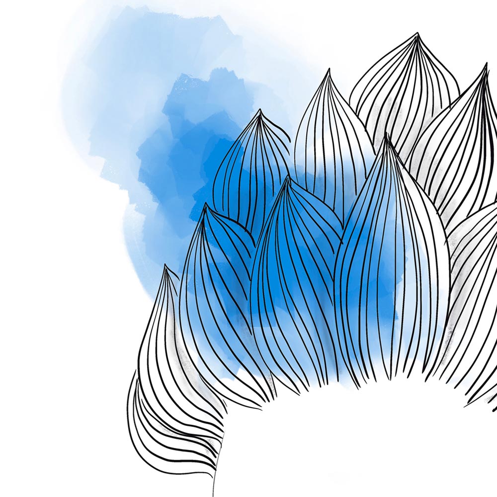 Blue hair woman art wall detail