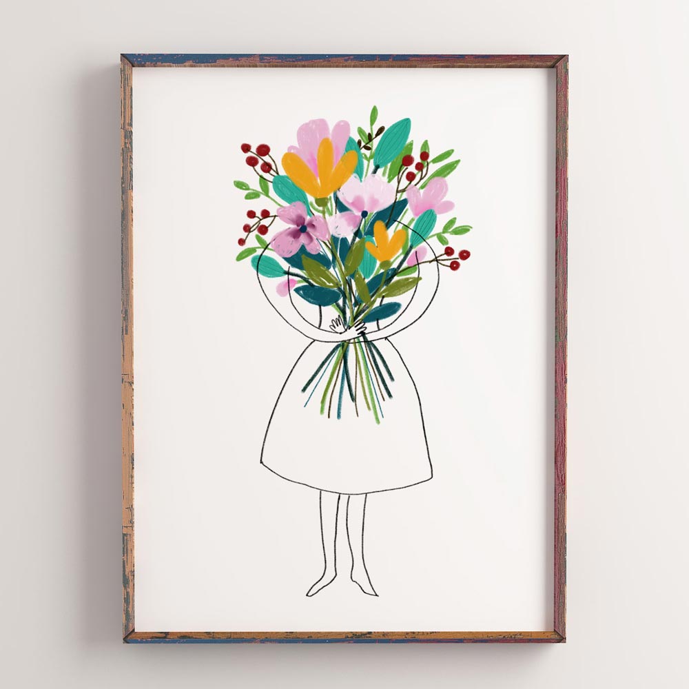 Printable Woman with flowers