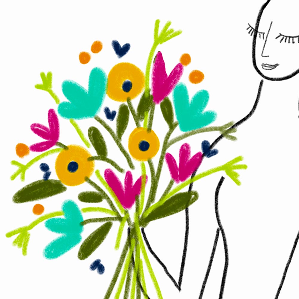 Girl with dog art wall detail