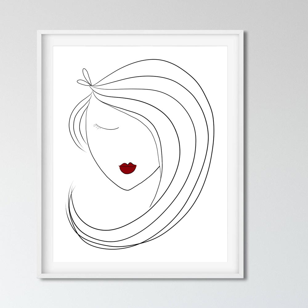 Kiss Woman face wall in frame