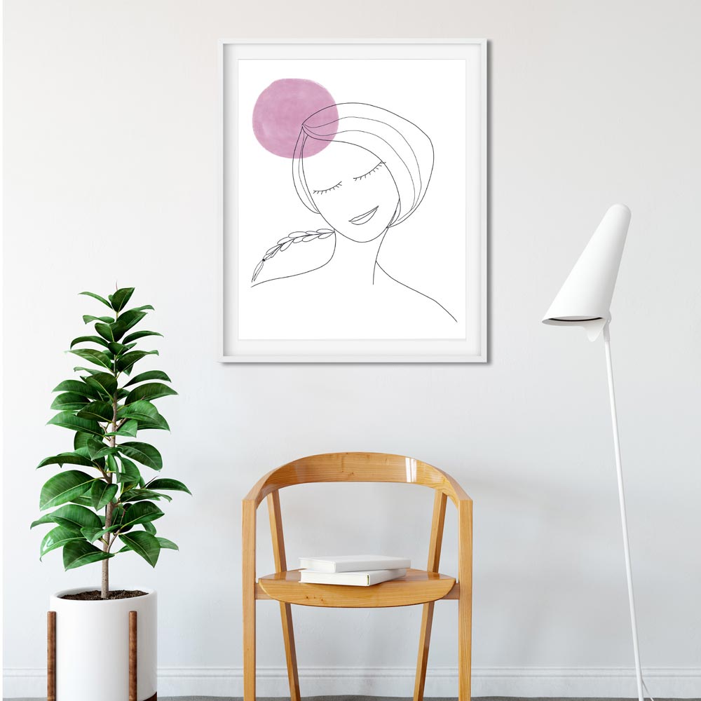 Thinking woman art wall in frame