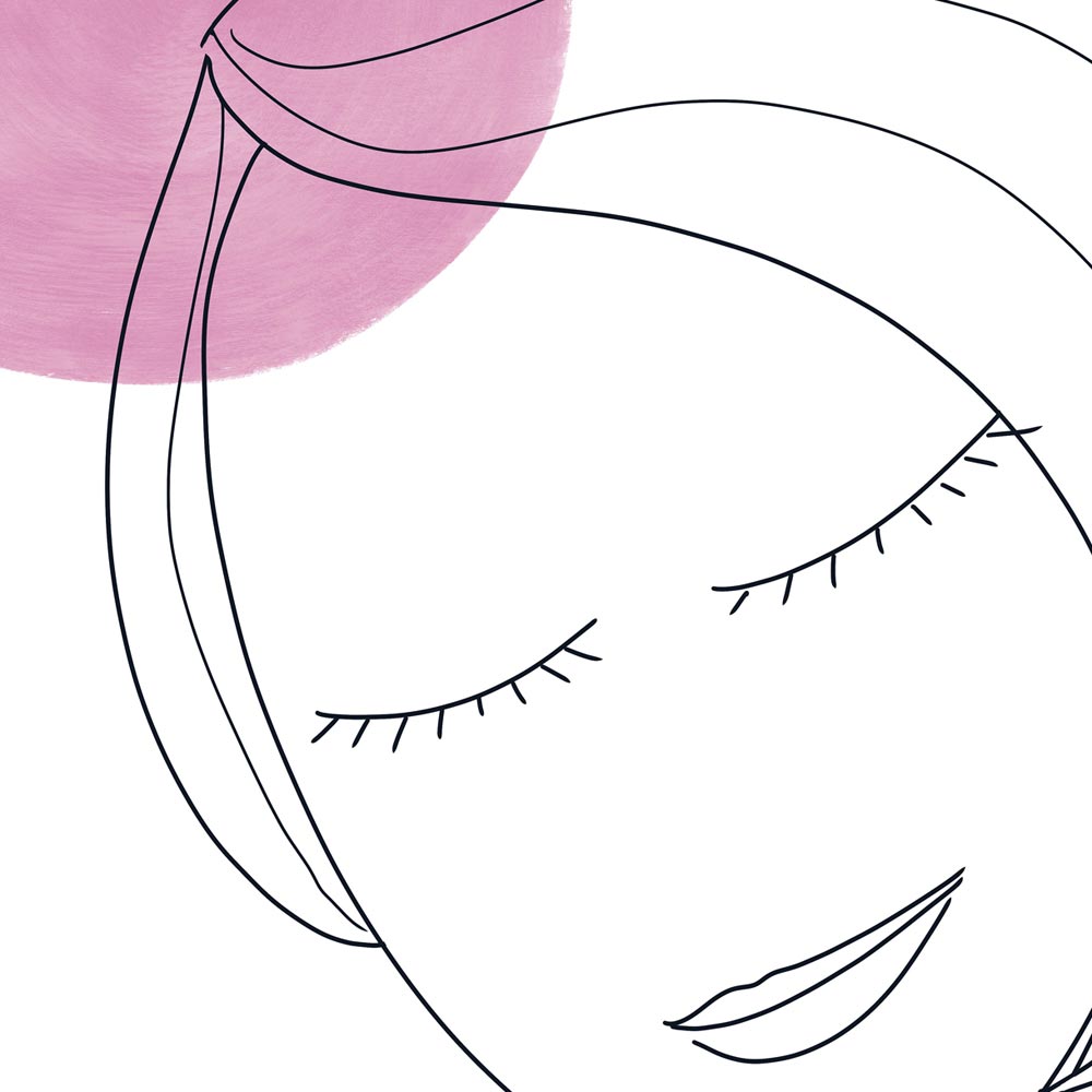 Thinking woman art wall detail