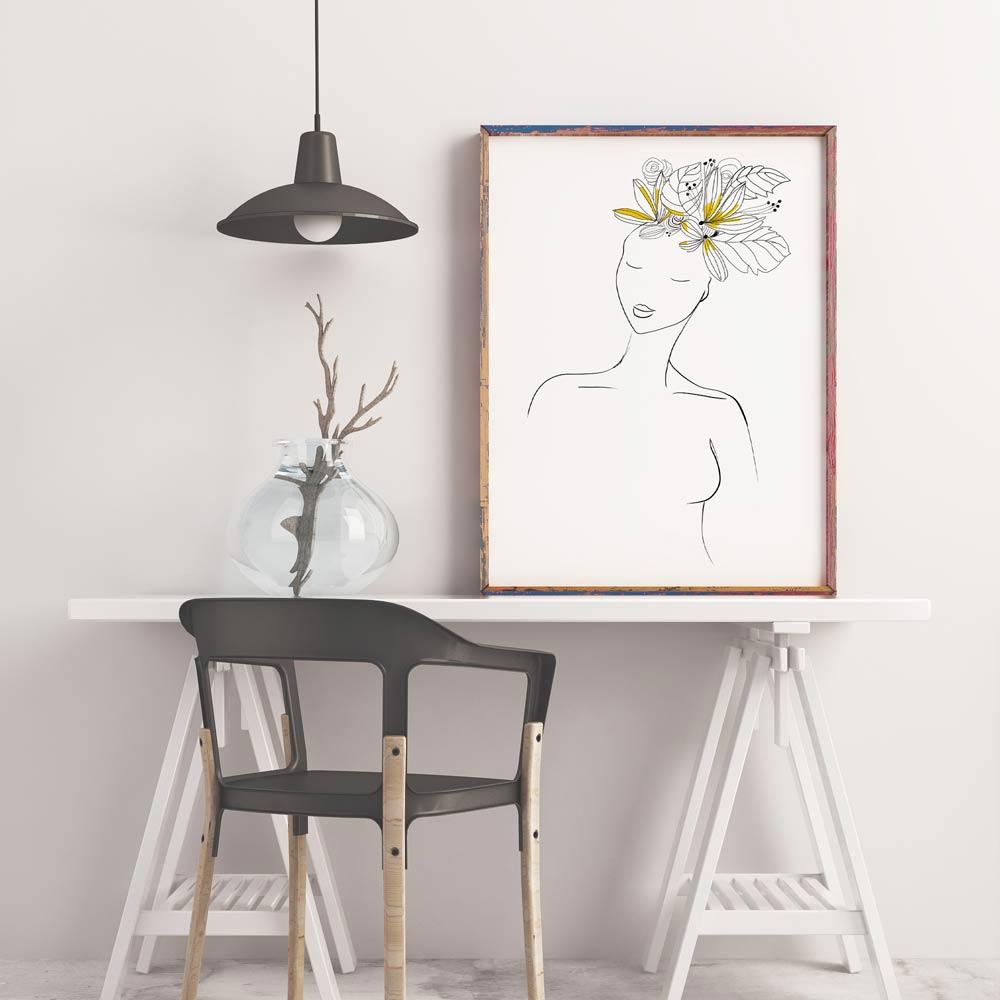 Girl with dog woman wall art