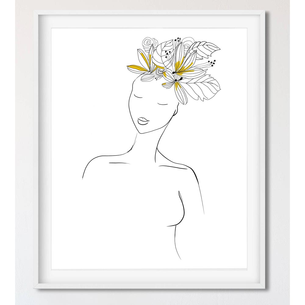 Yellow hair woman wall art decor