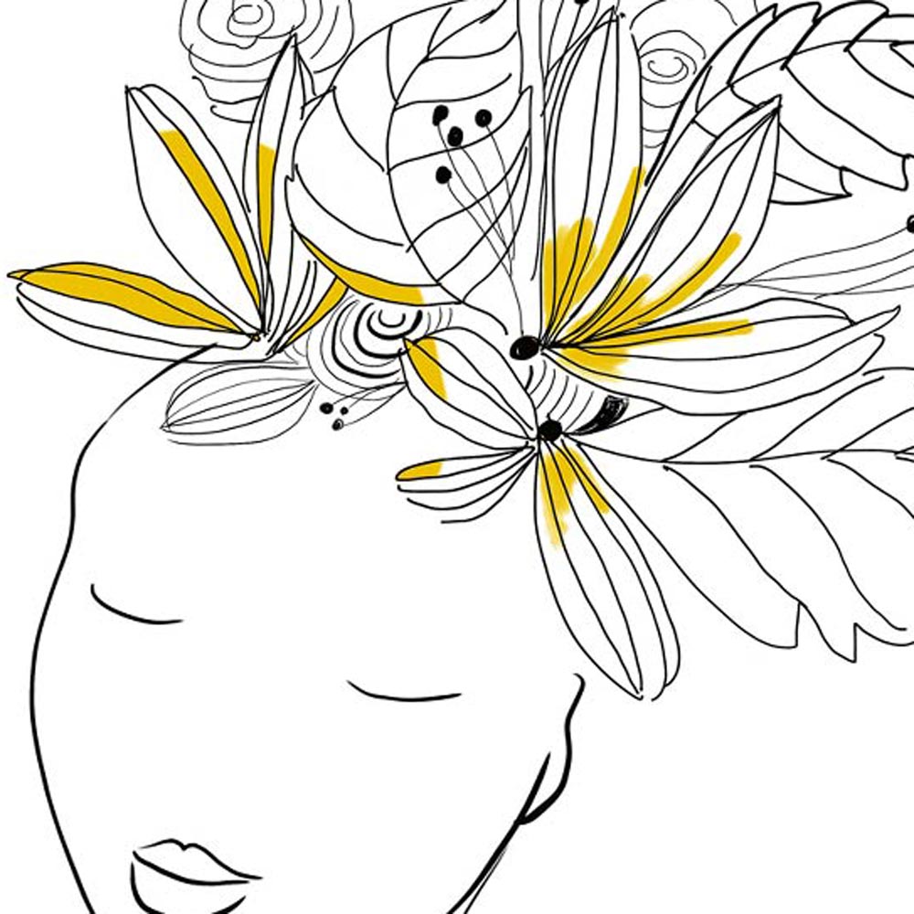 Yellow hair woman art wall detail