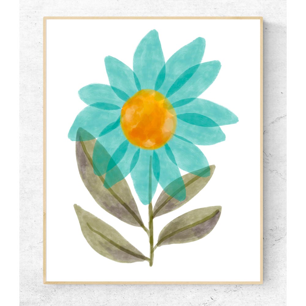 Flower printable art in frame