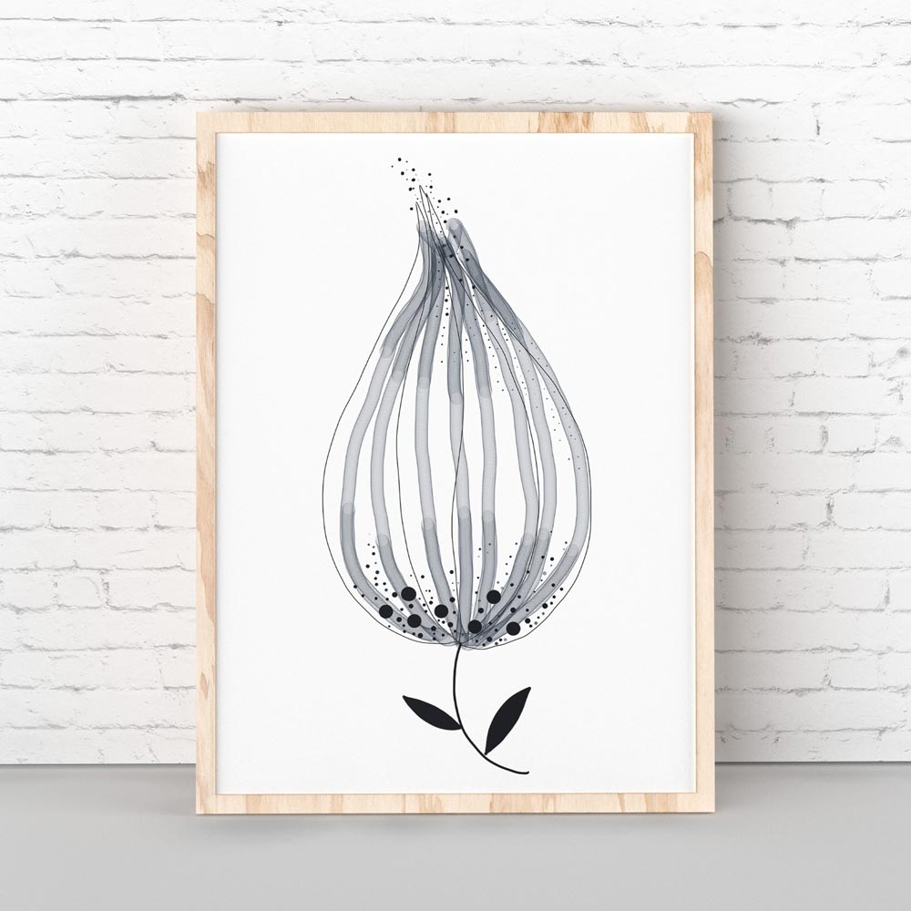 Monochrome flower wall art