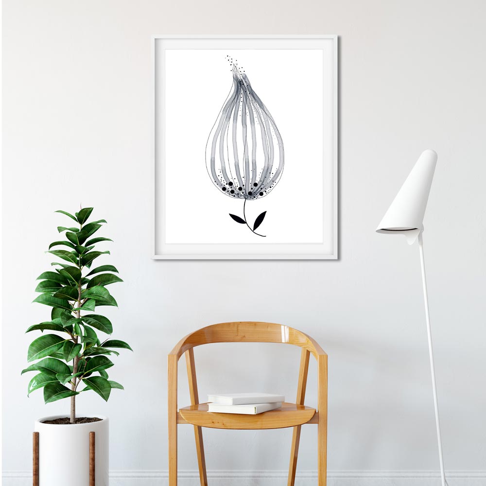 Monochrome flower printable art