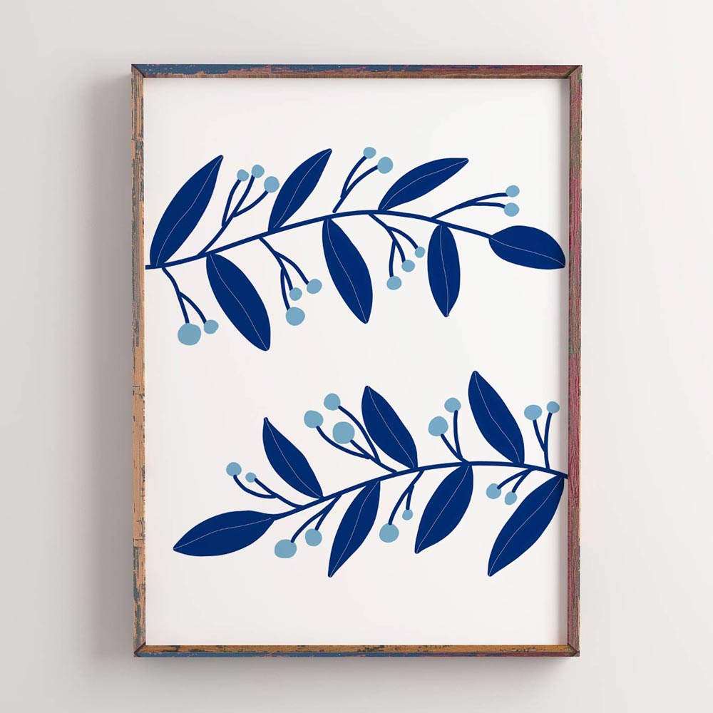Blue botanical wall art ptint