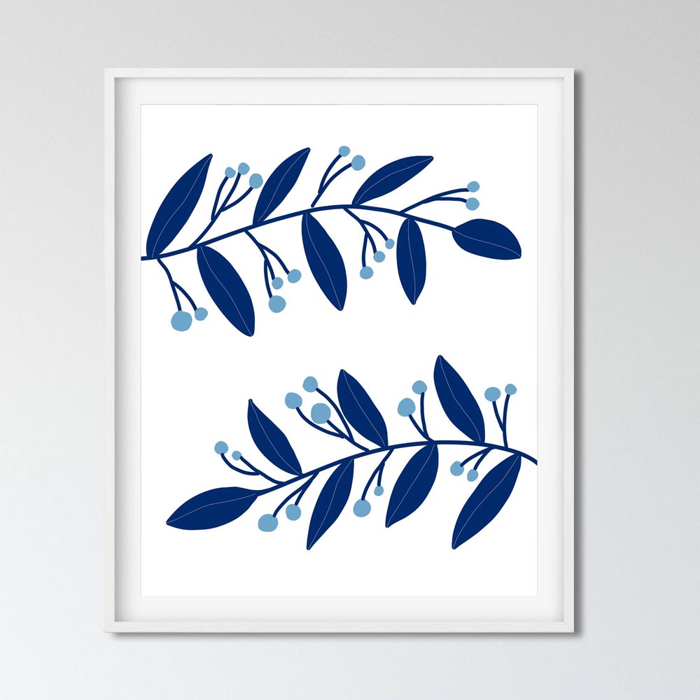 Branch art wall in frame