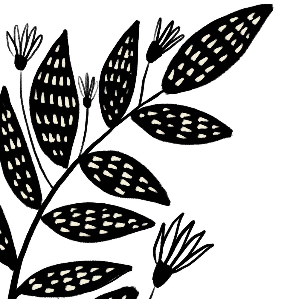 Floral black and white art detail