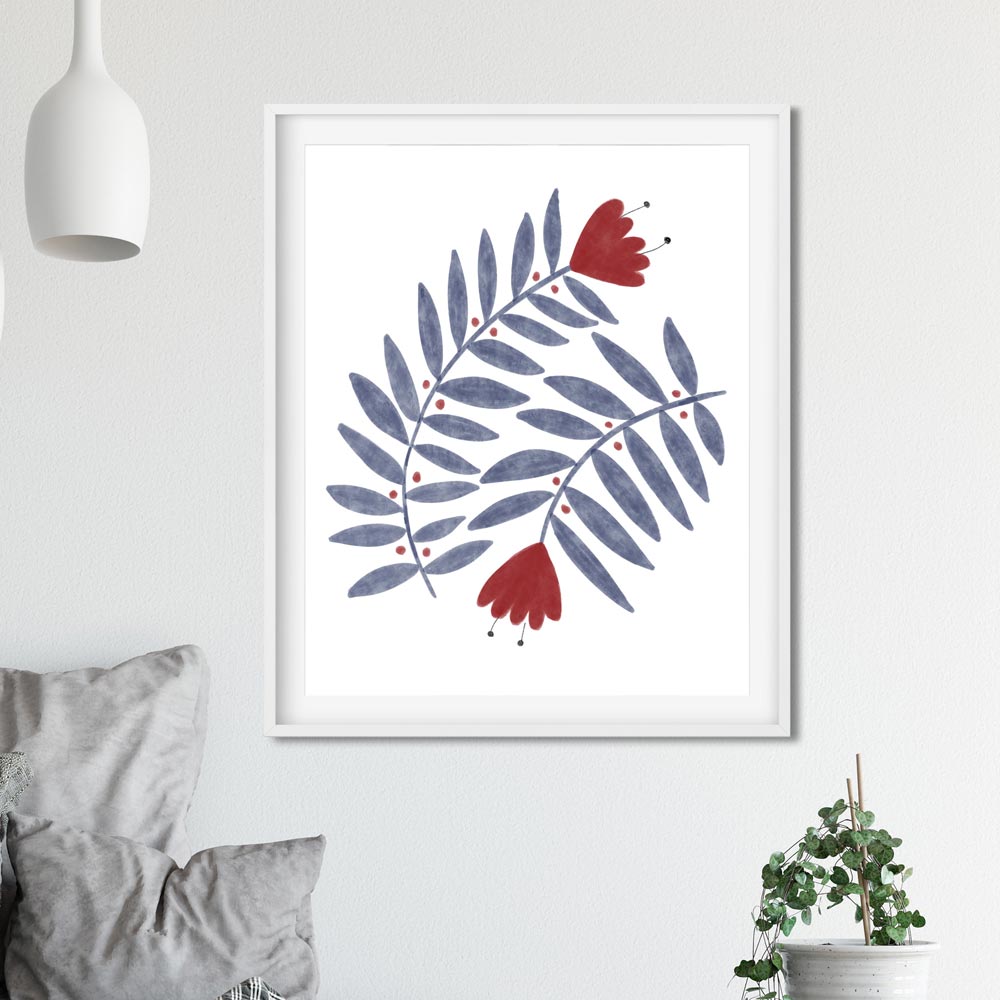 Folk flower wall art ptint