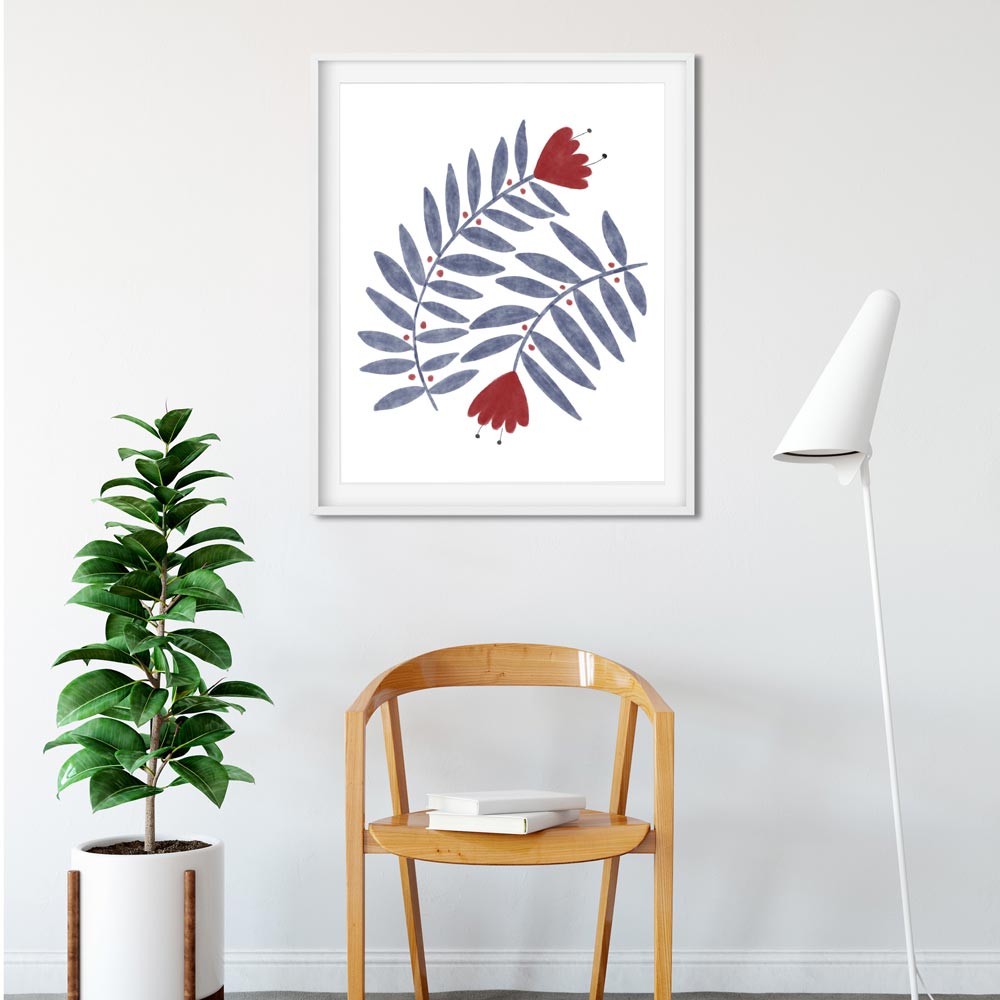 Folk flower printable art frame