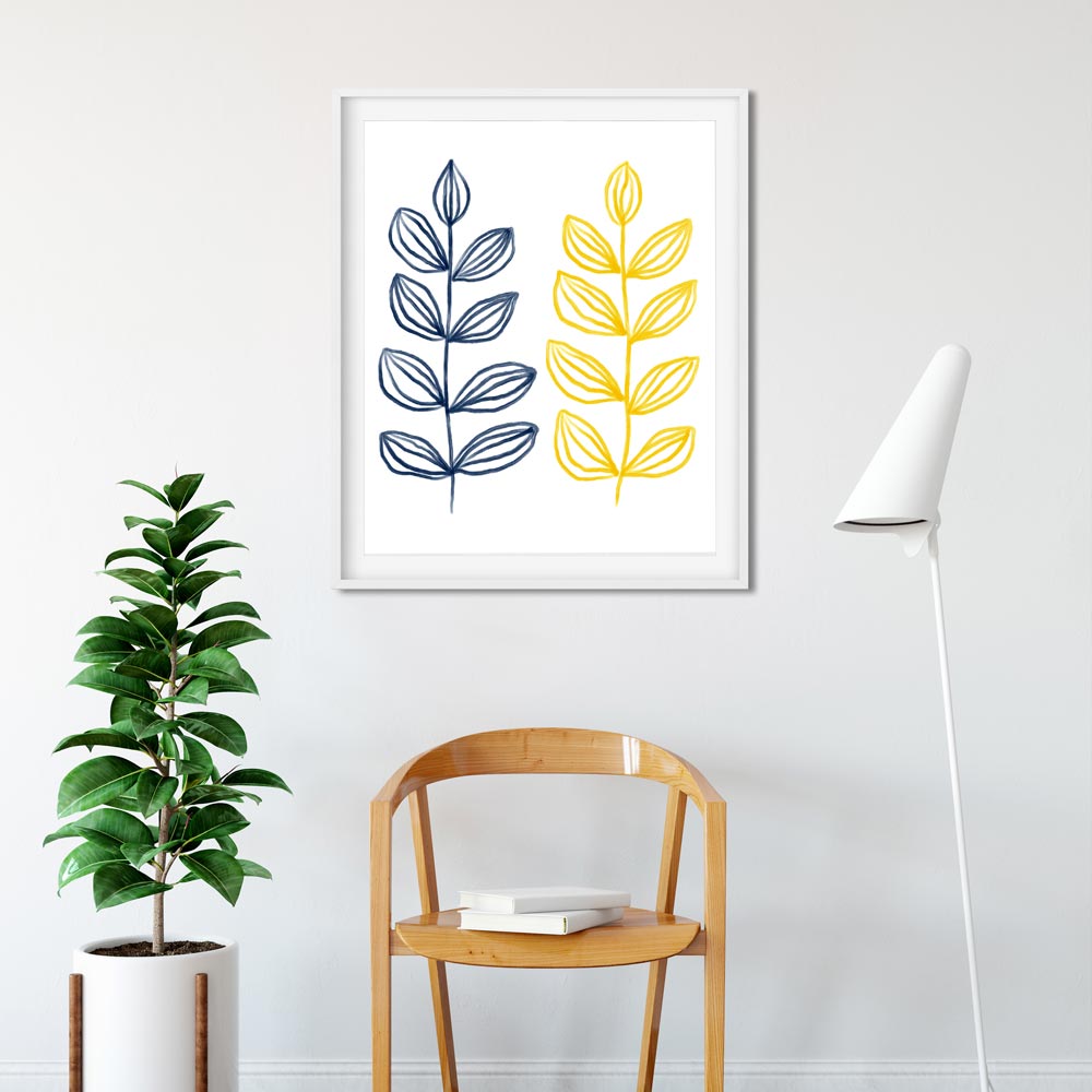Modern botanical  art wall in frame