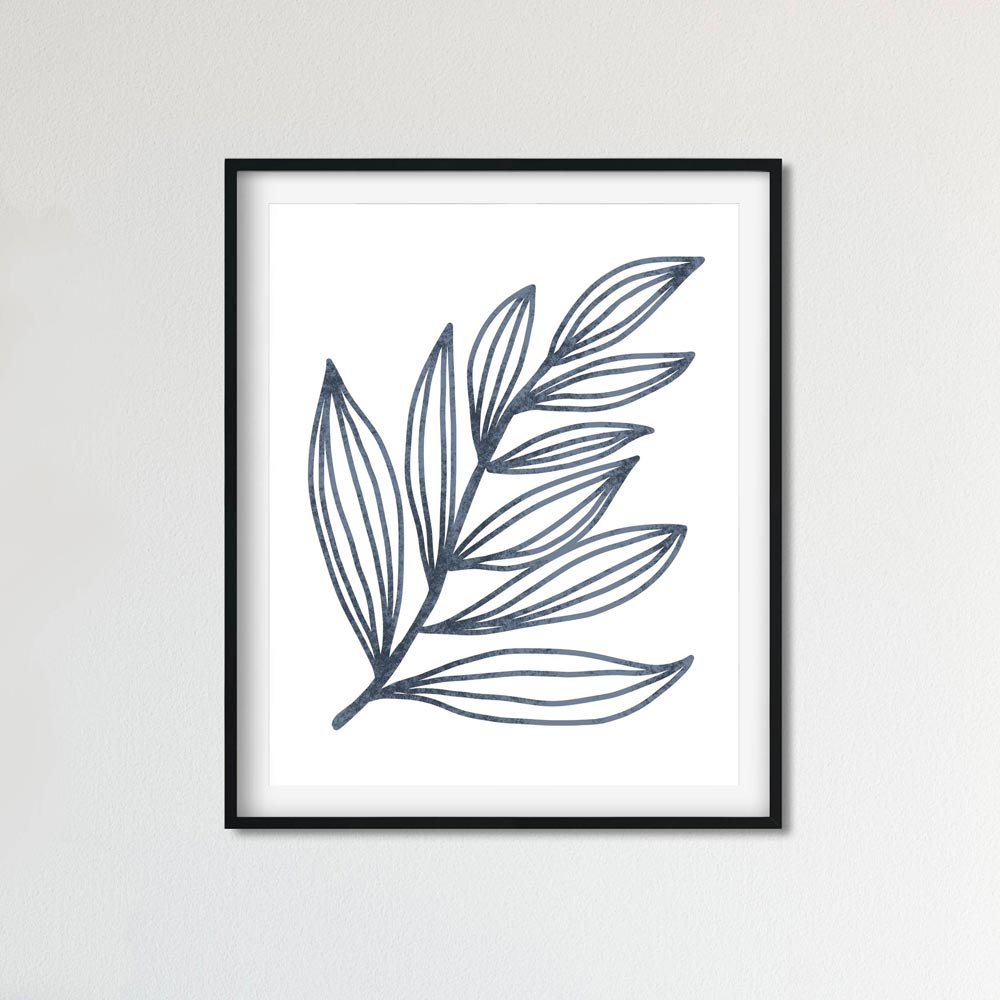 Blue leaf wall art print