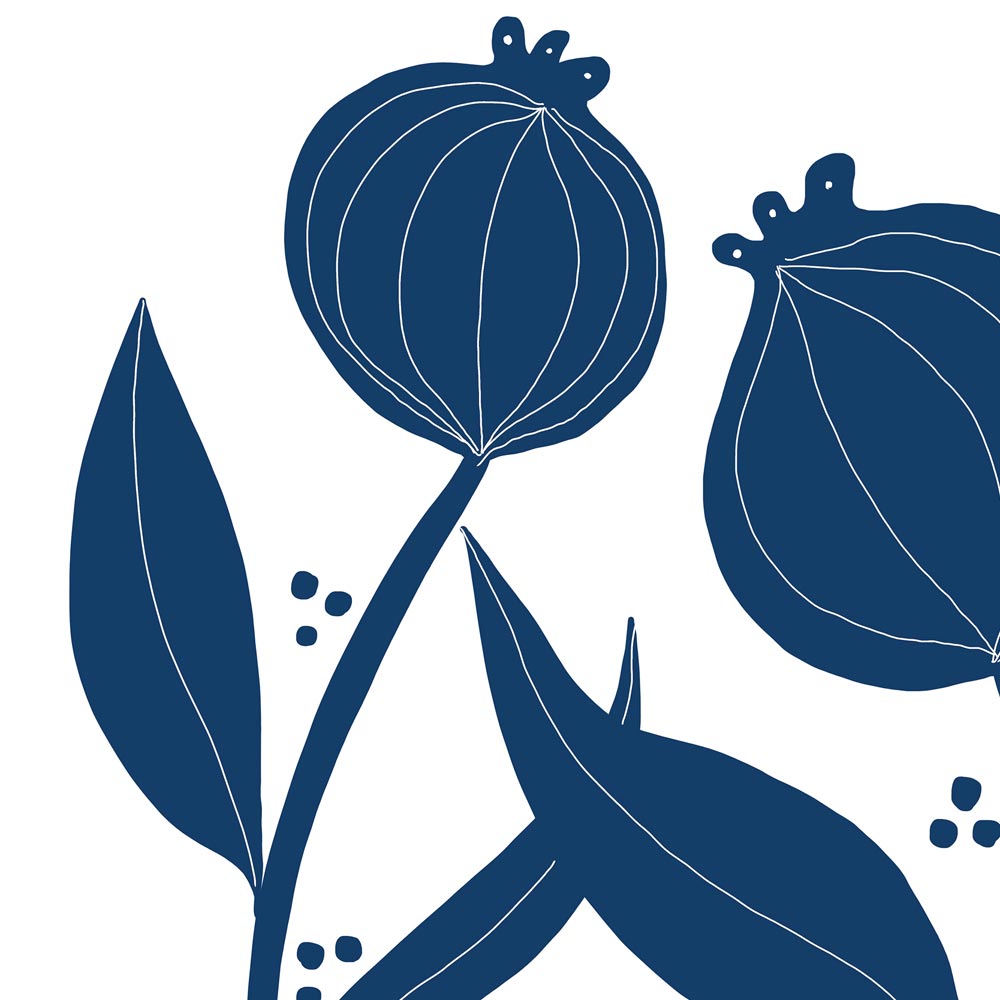 Blue flowers wall art detail