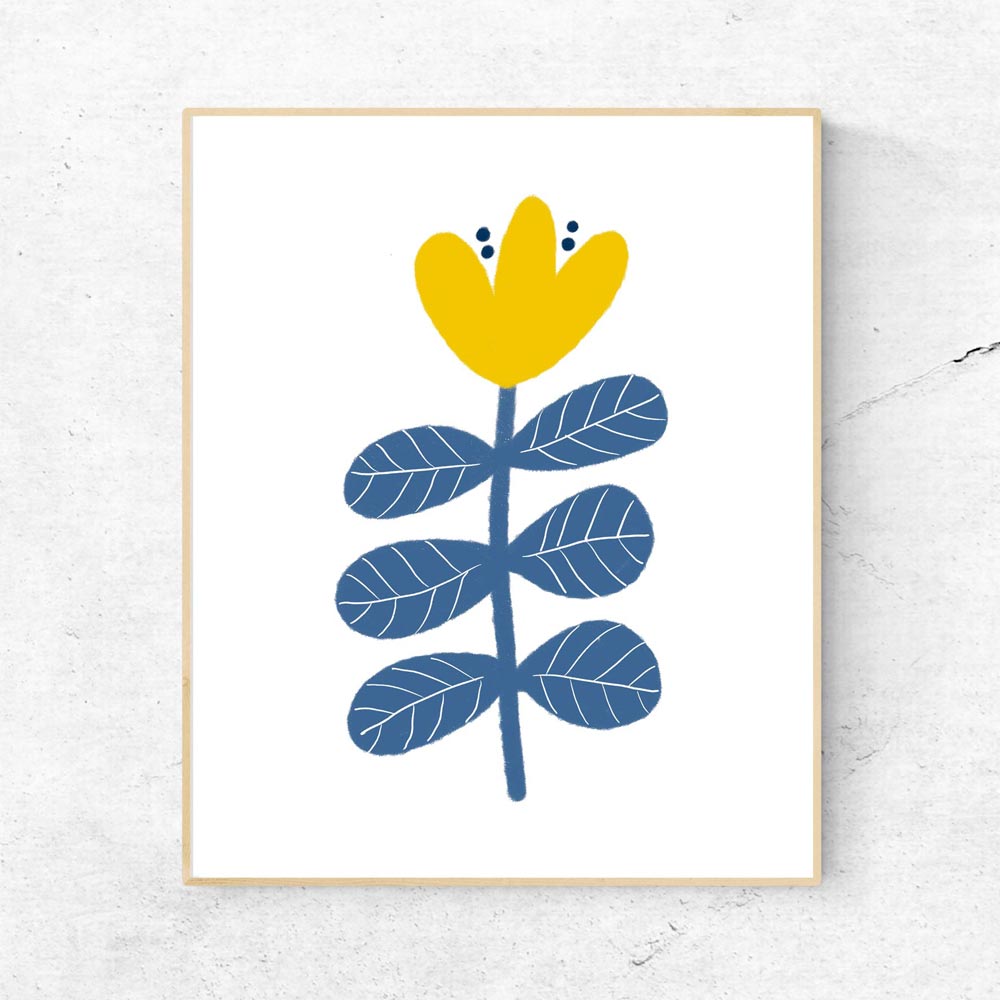 Scandi flower art wall in frame