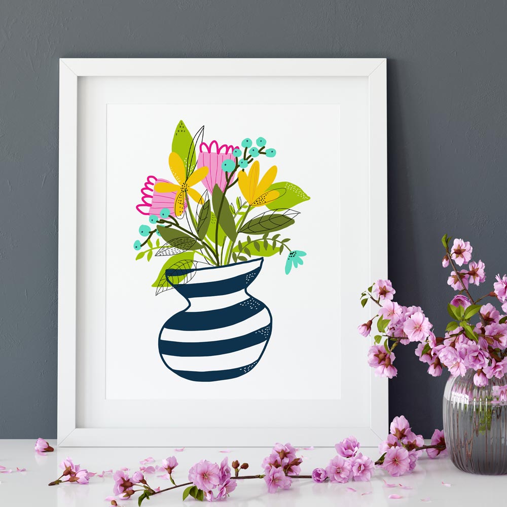 Wildflowers bouquet on a vase wall art ptint