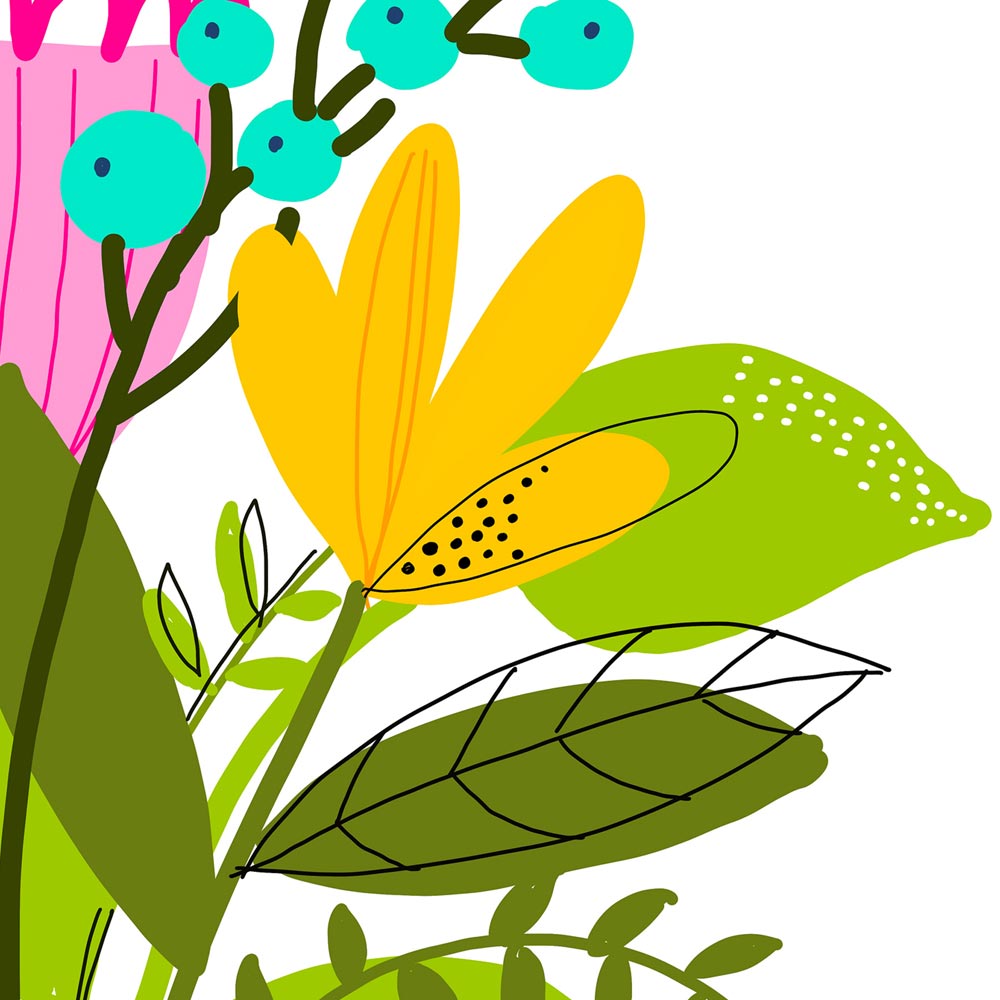 Wildflowers bouquet printable art detail