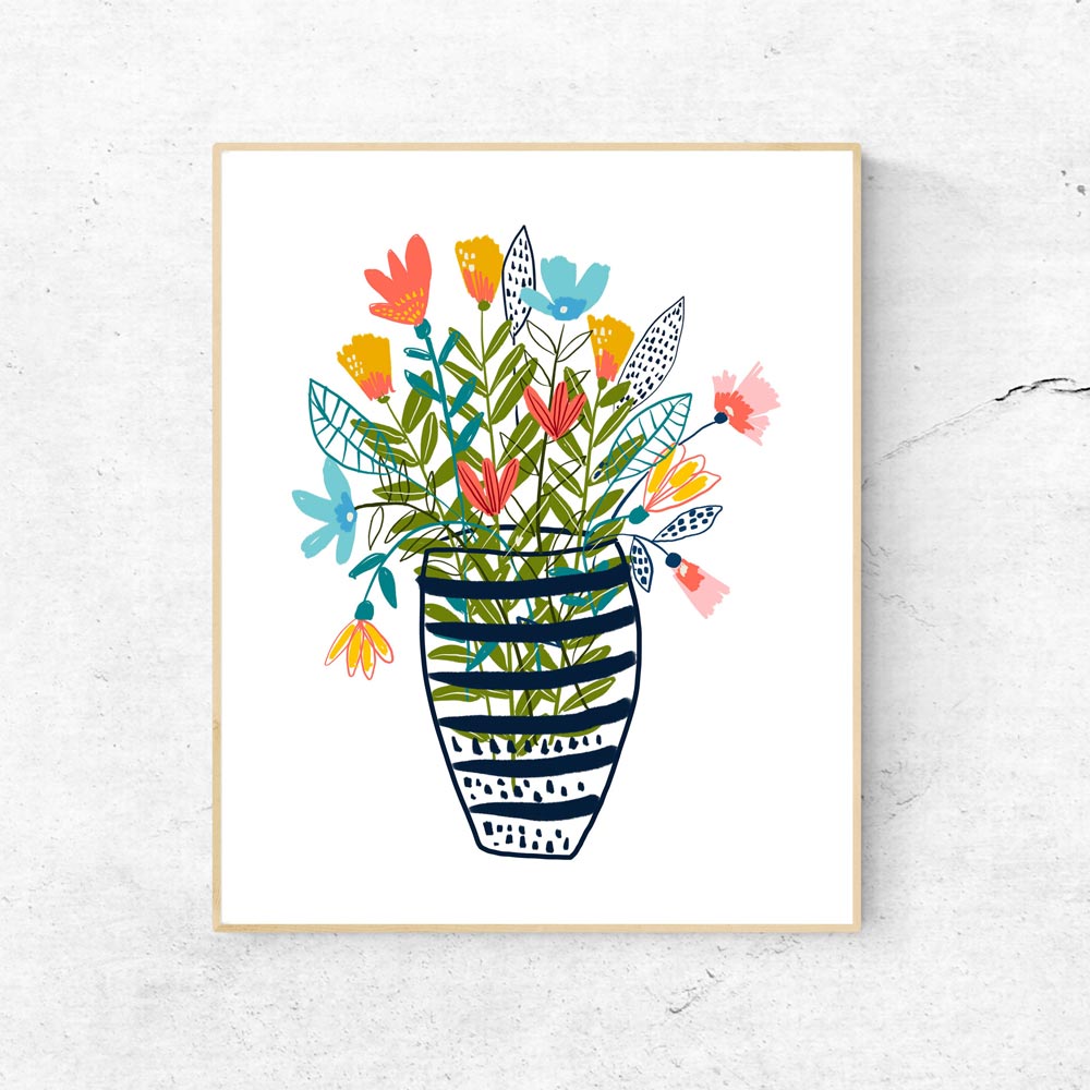 Flowers in a vase wall art