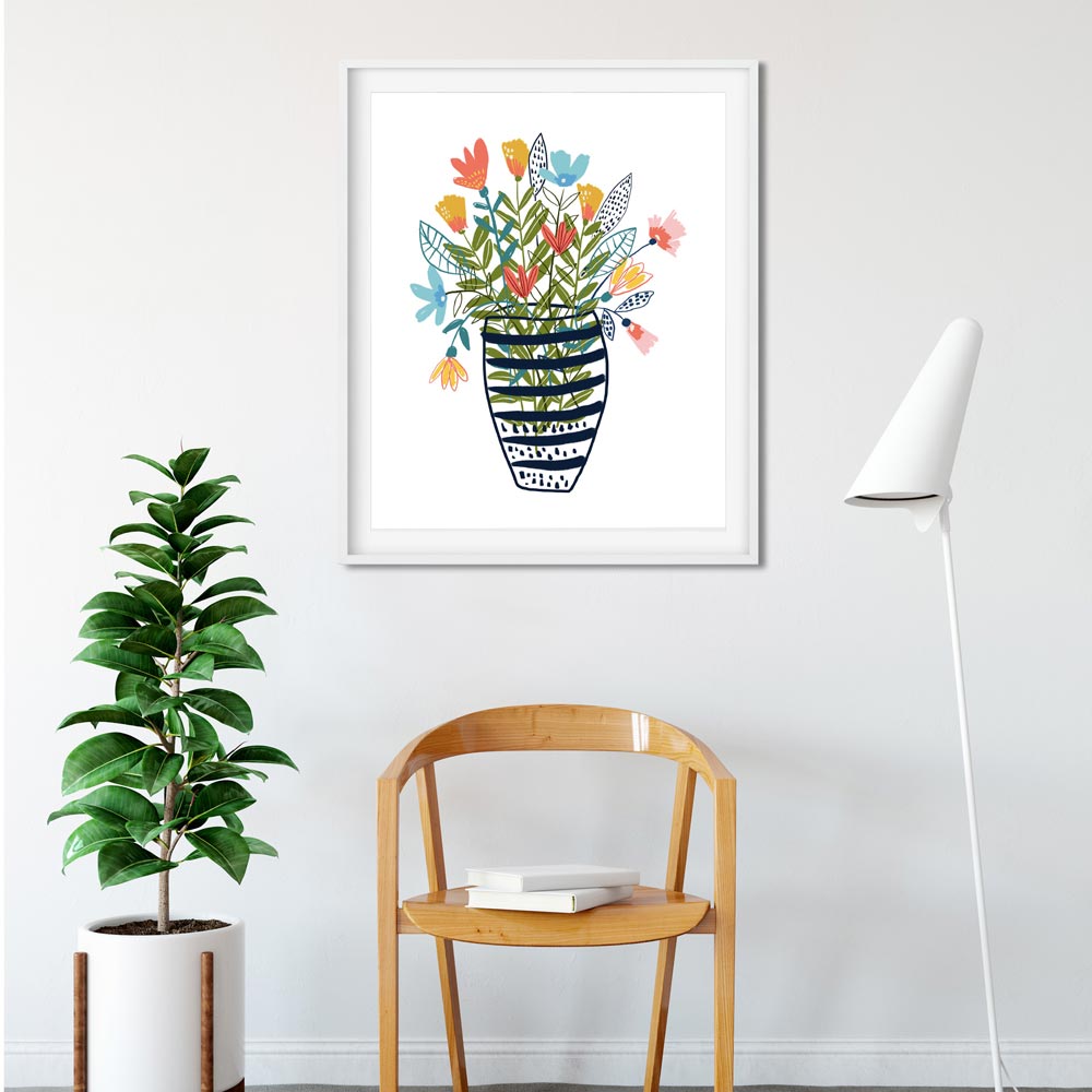 wild flowers in a vase wall art
