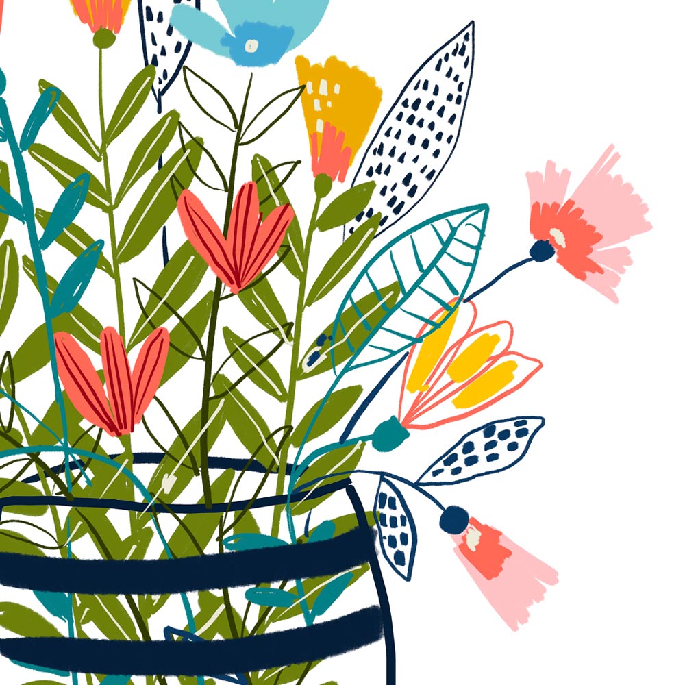 wild flowers in a vase wall art detail