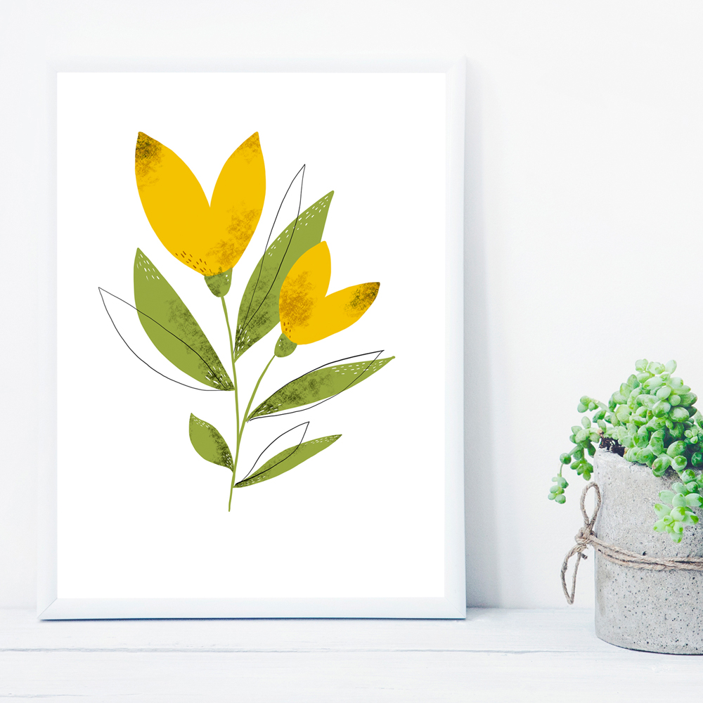 Yellow flower wall art ptint