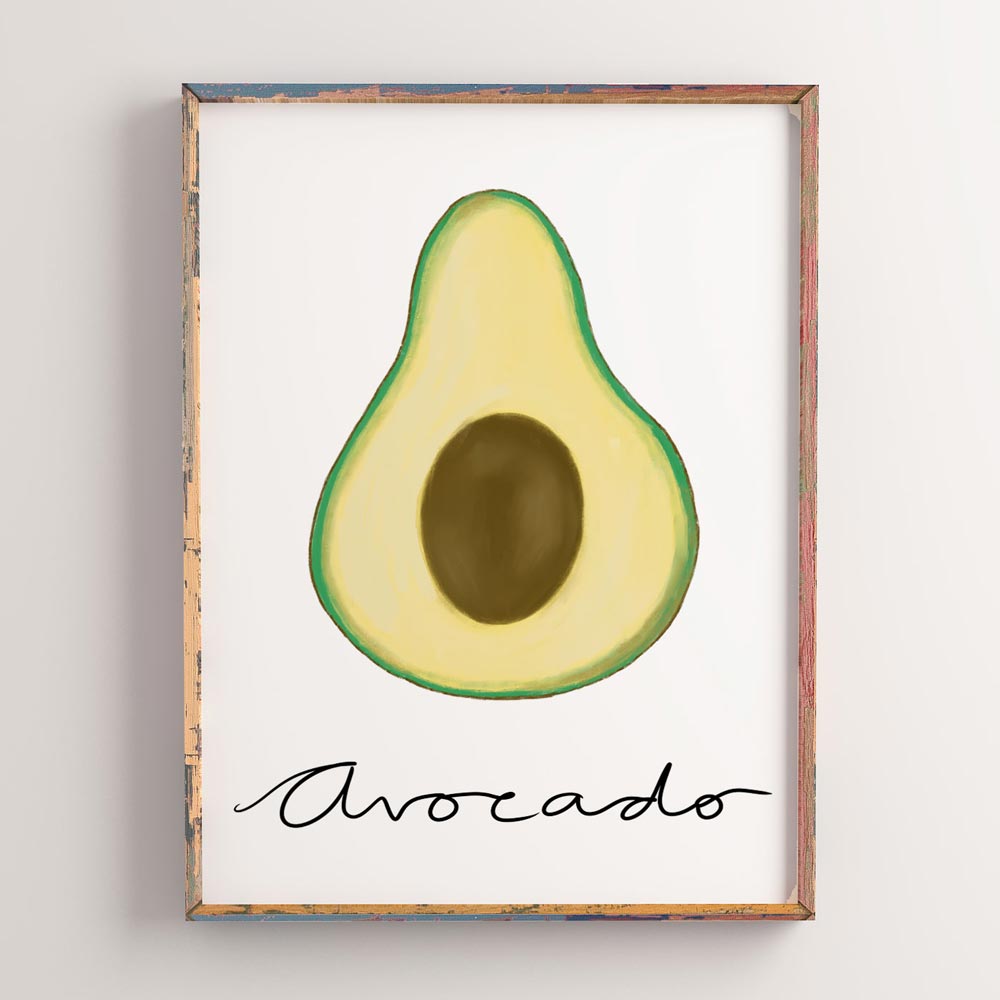 Avocado wall art in frame