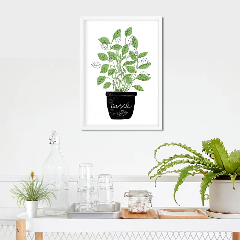 Basil kitchen wall art in frame