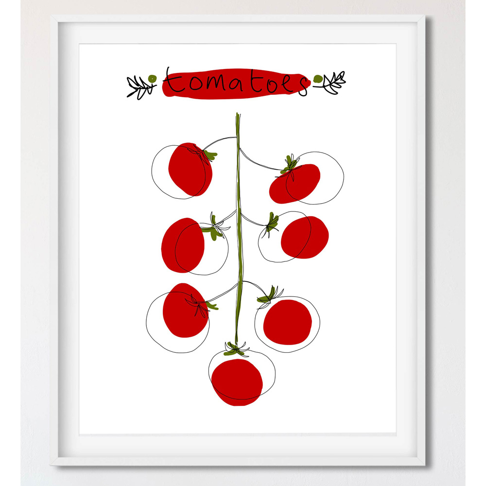 Cherry tomatoes wall art in frame