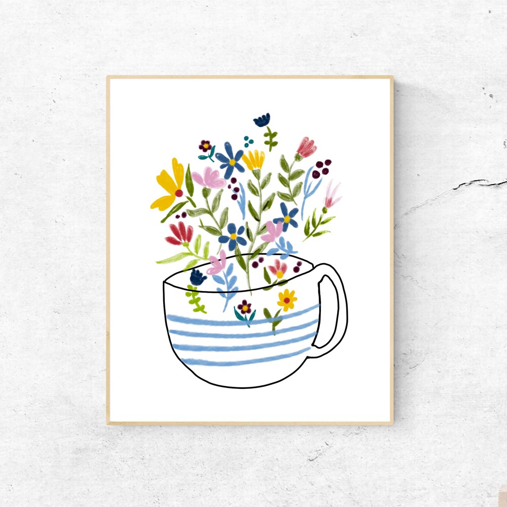 Coffee cup illustration printable art