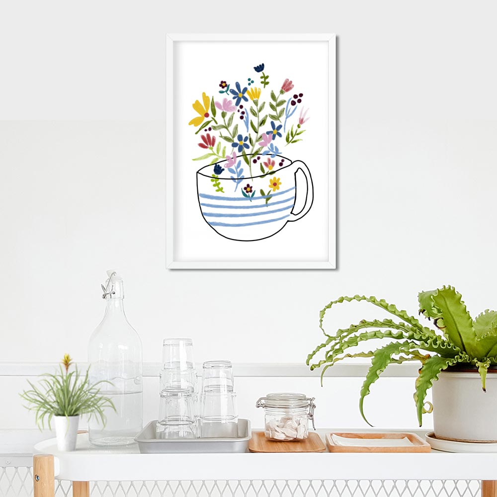 Floral coffee cup Printable wall art frame