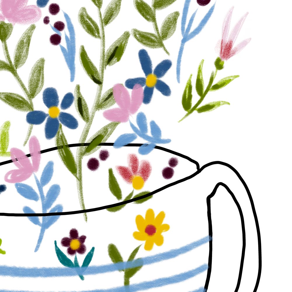 Floral coffee cup detail