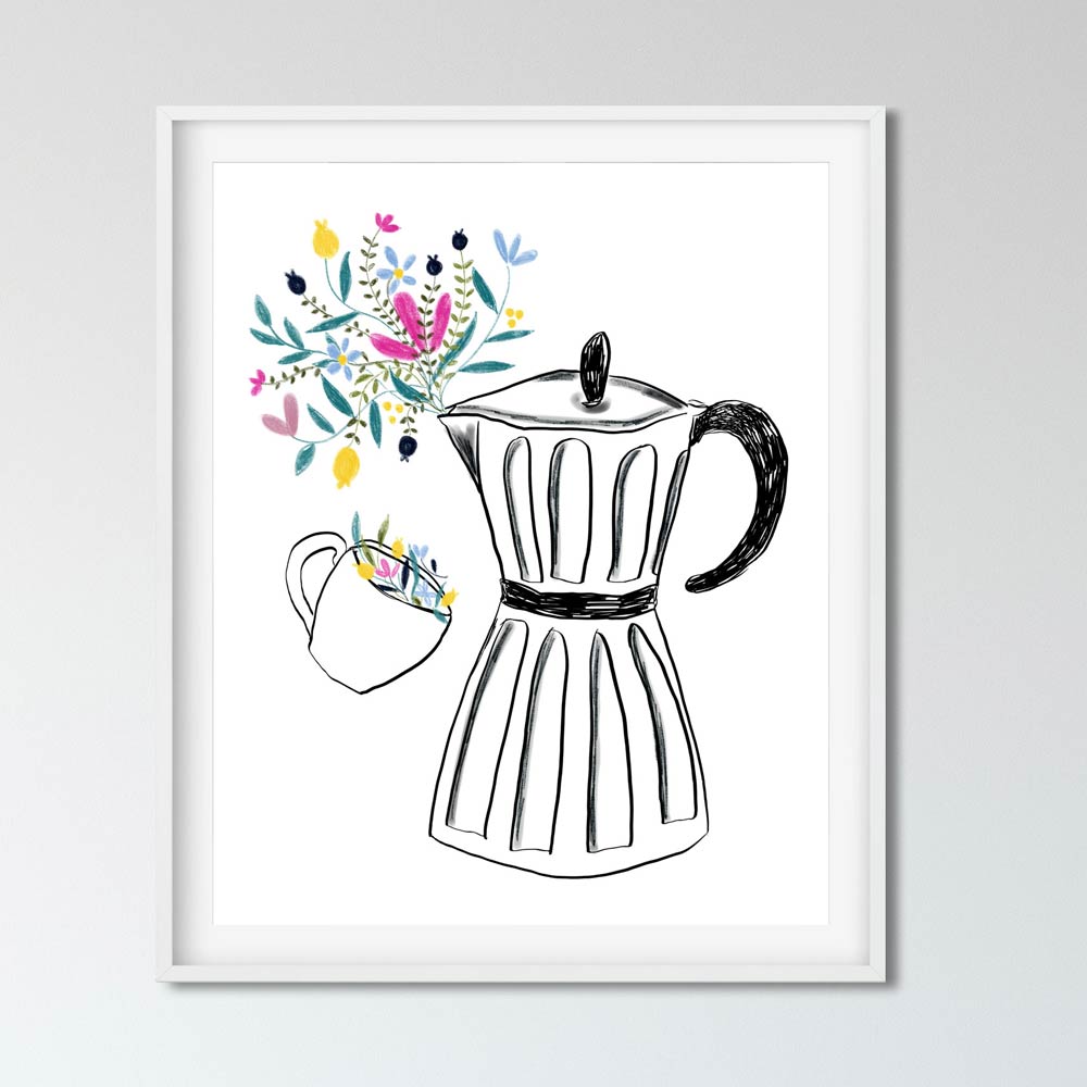 Coffee machine illustration in frame