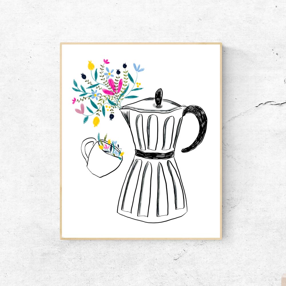 Moka coffee machine wall art