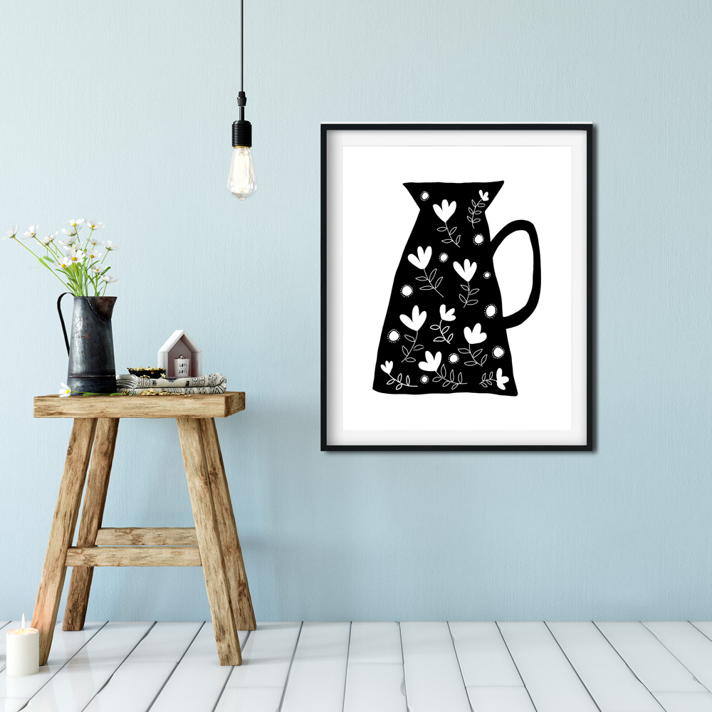 Jar kitchen wall art in frame