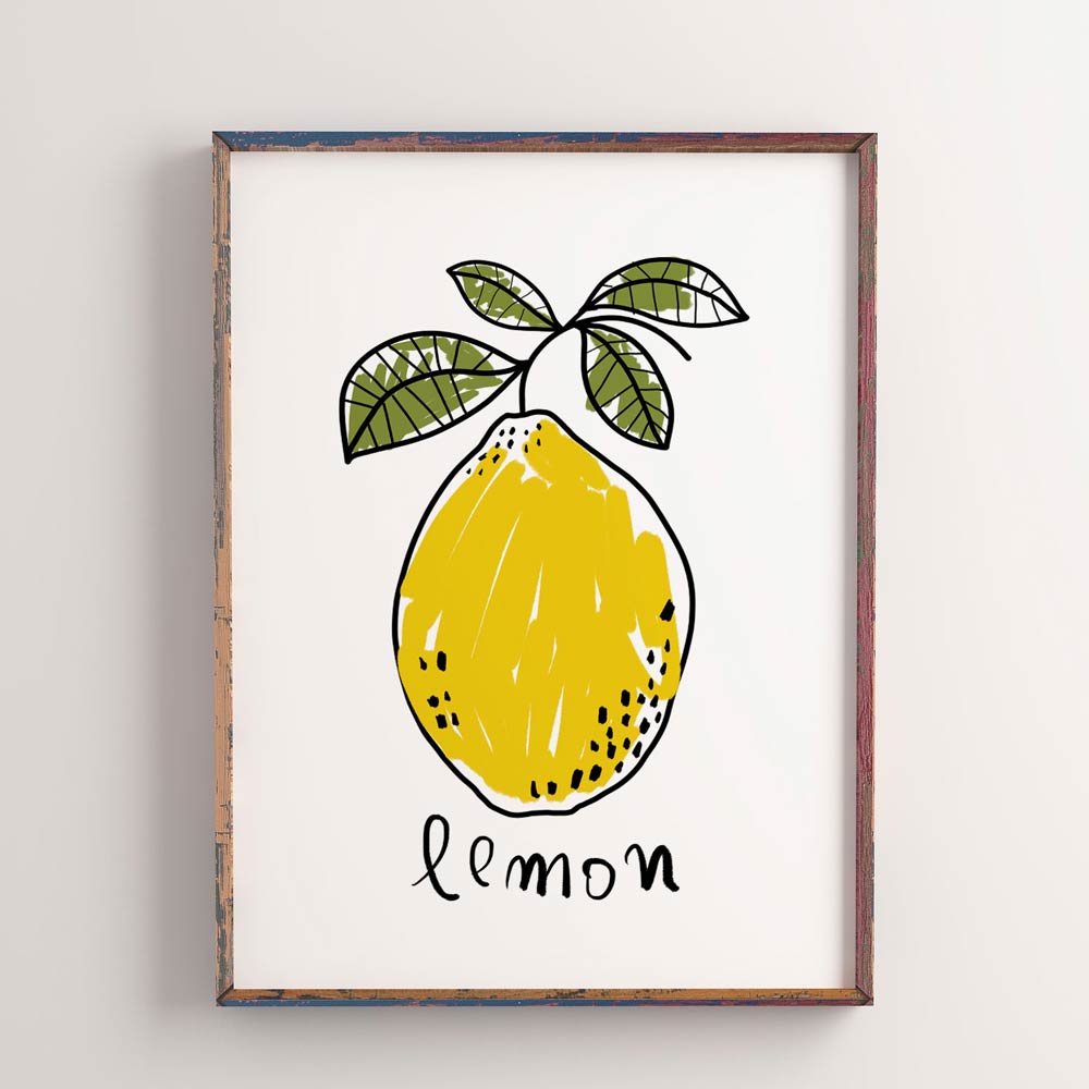 One Lemon wall art in frame