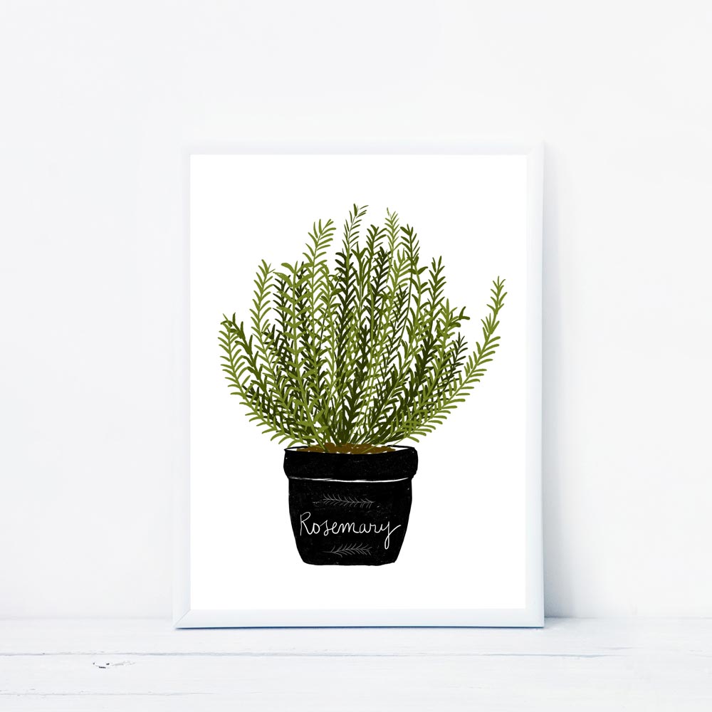 Aromatic herb kitchen wall art in frame