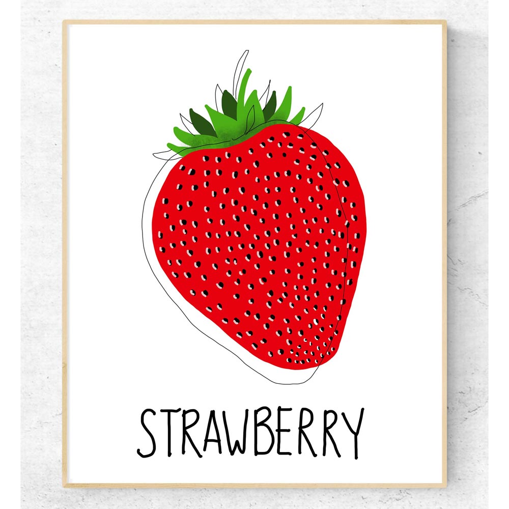 Strawberry kitchen wall art detail