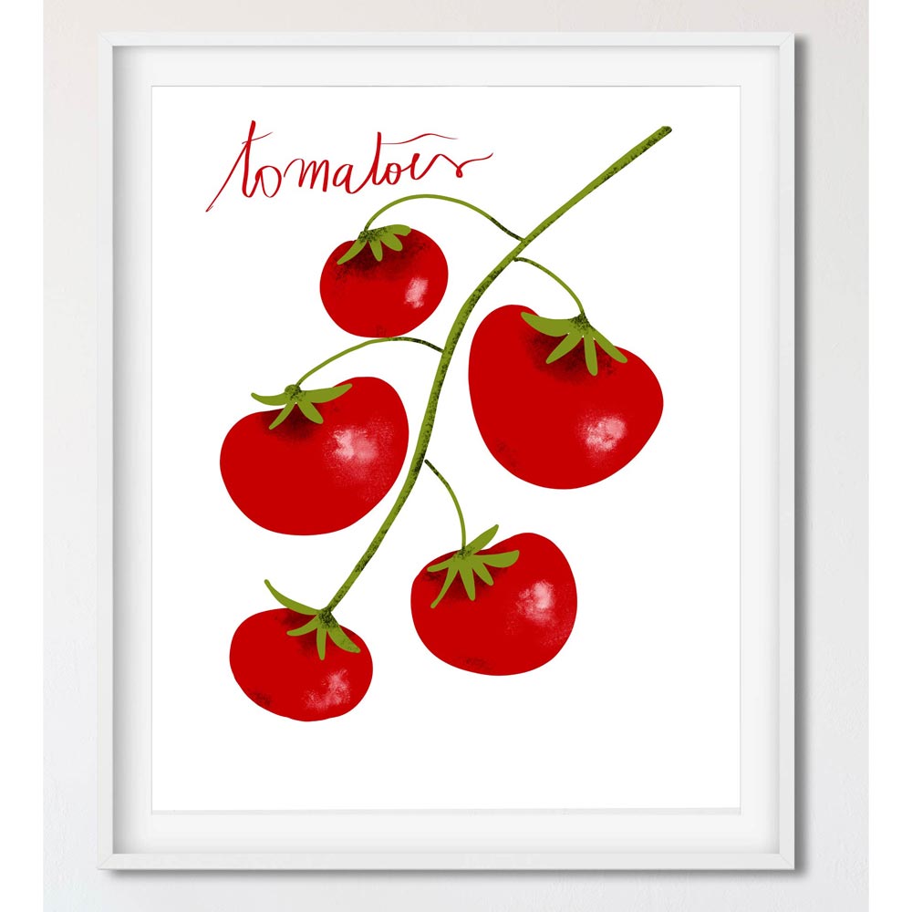 Tomatoes kitchen wall art in frame