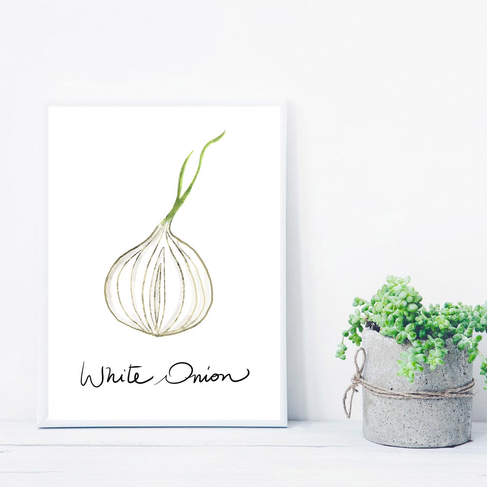 White onion kitchen wall art