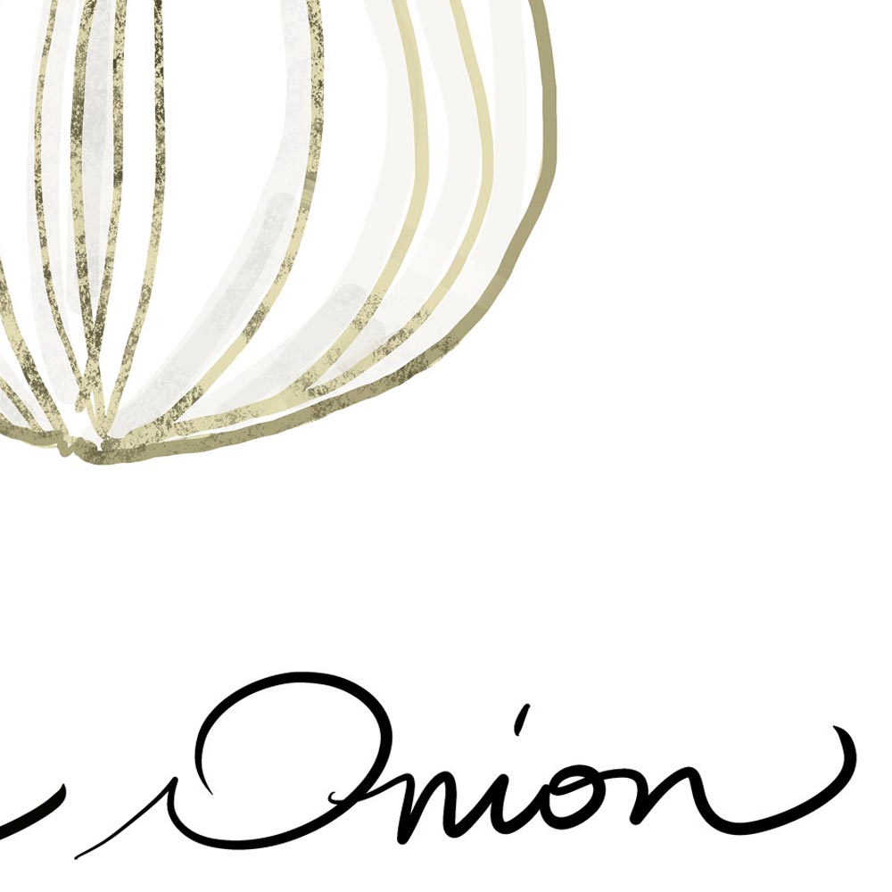 White onion kitchen wall art detail