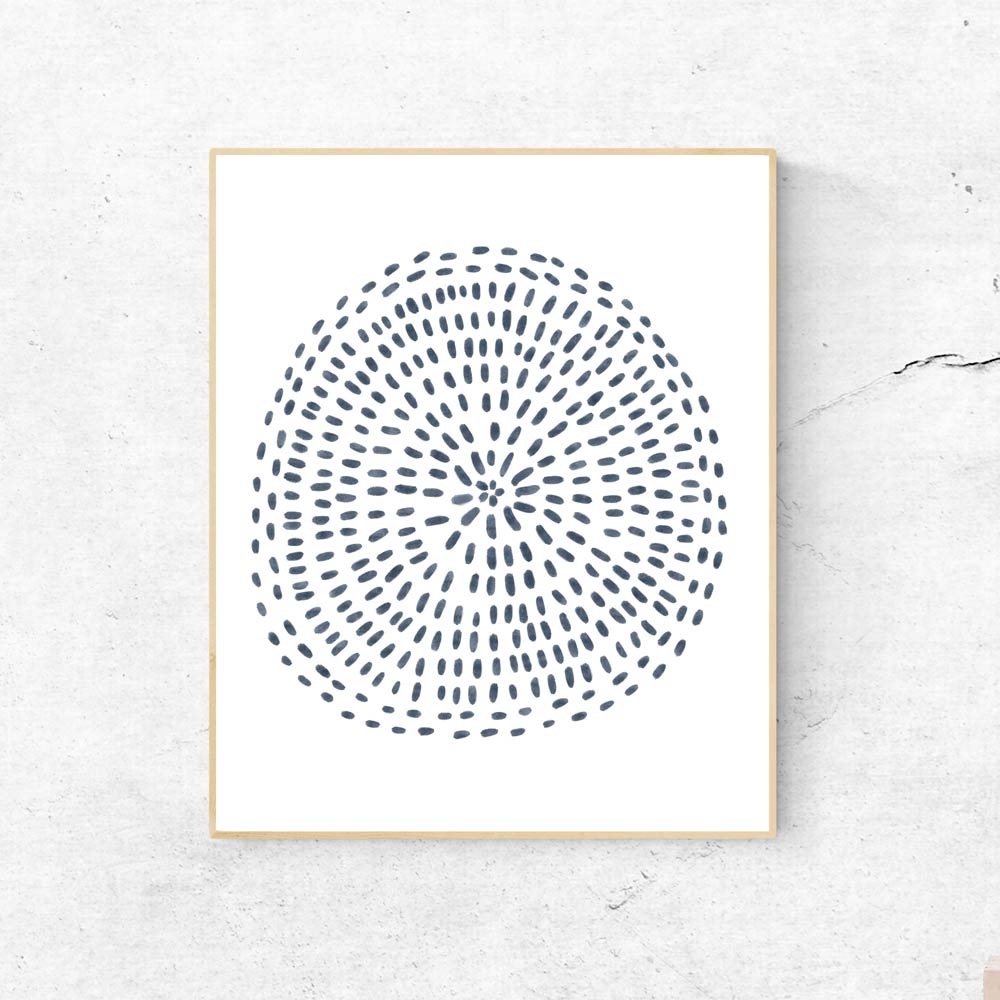 Navy blue modern mandala wall art