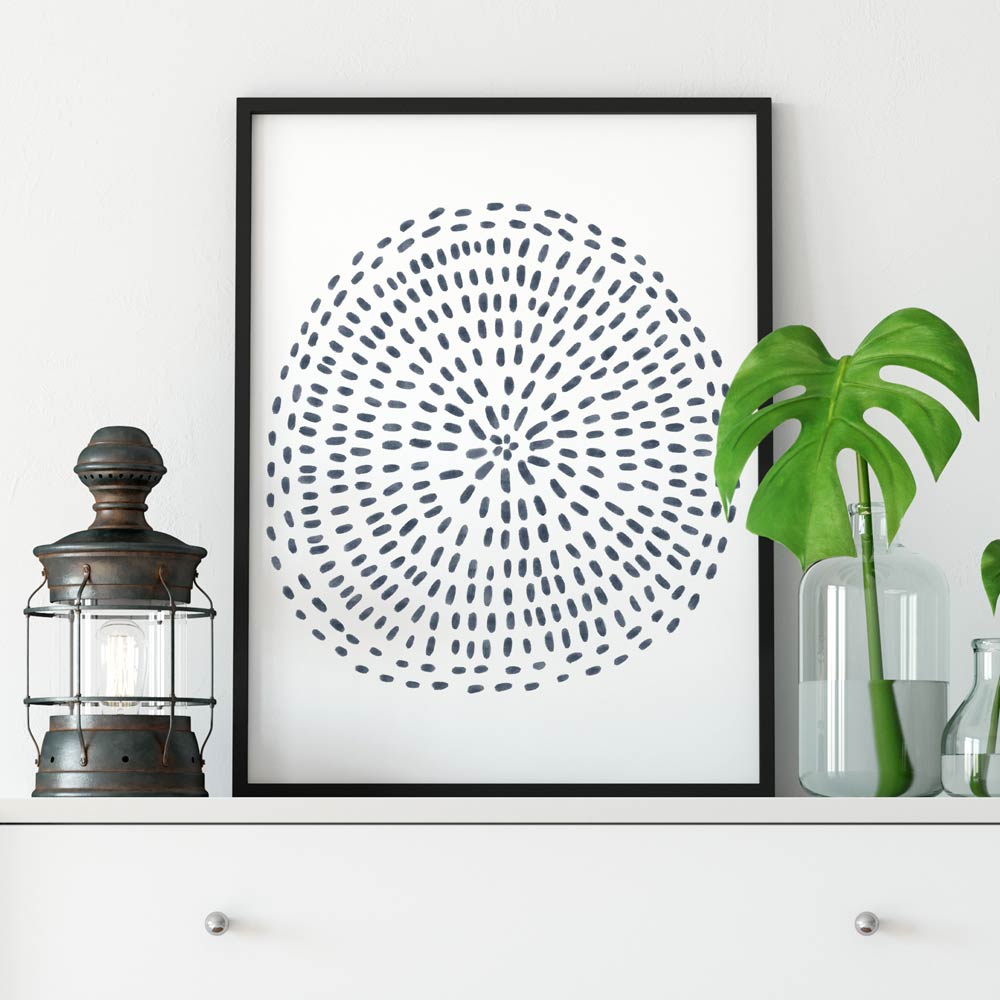 Navy blue modern mandala printable art