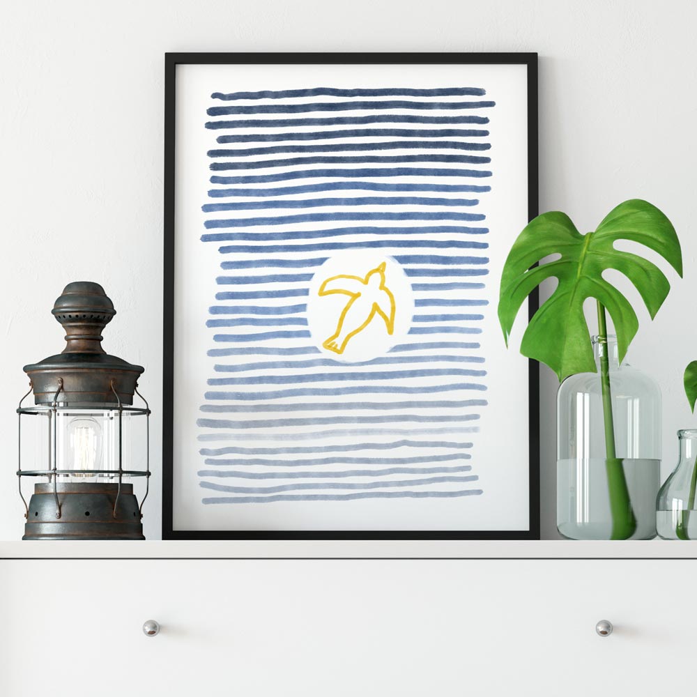 Flying bird wall art in frame