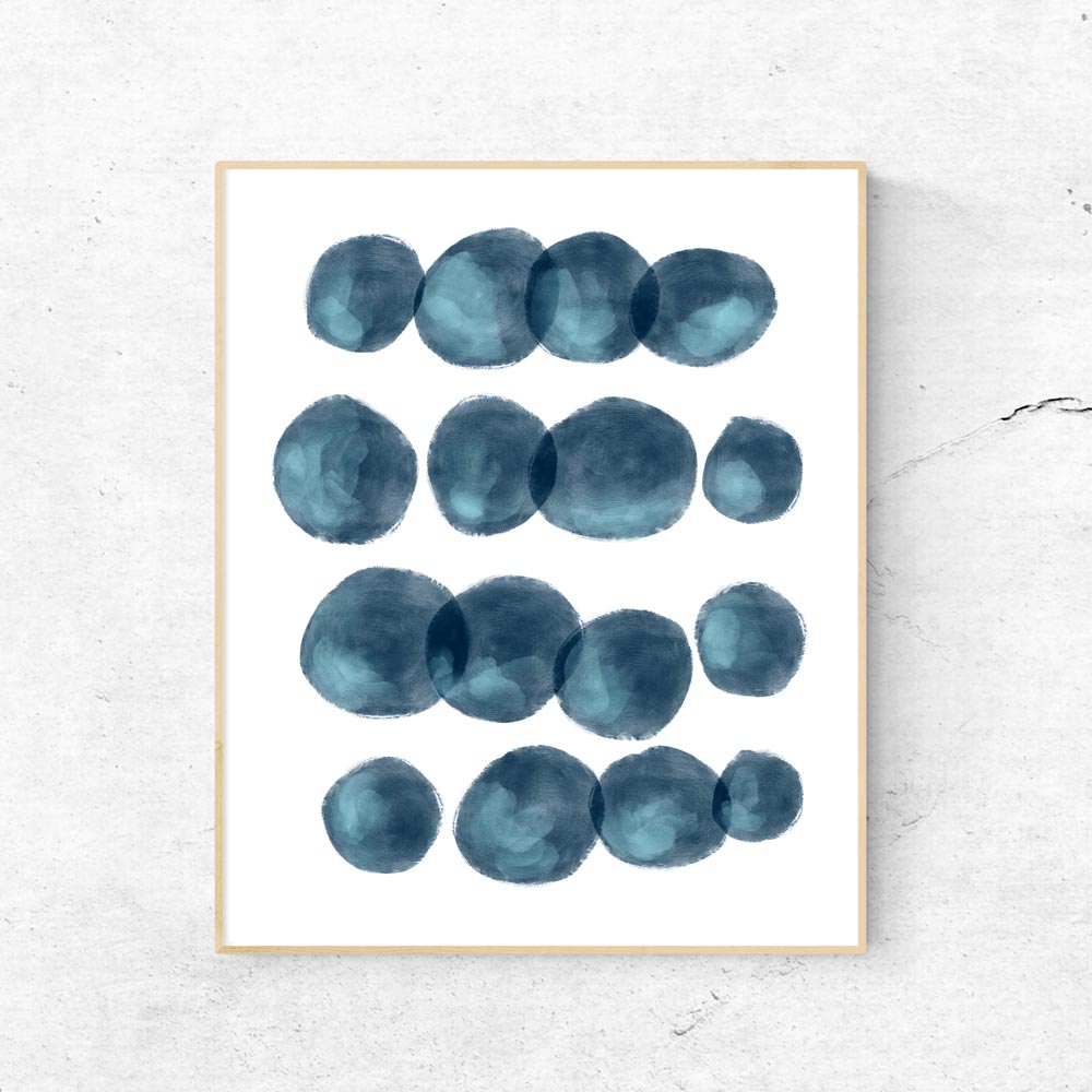 Navy blue modern shapes wall art