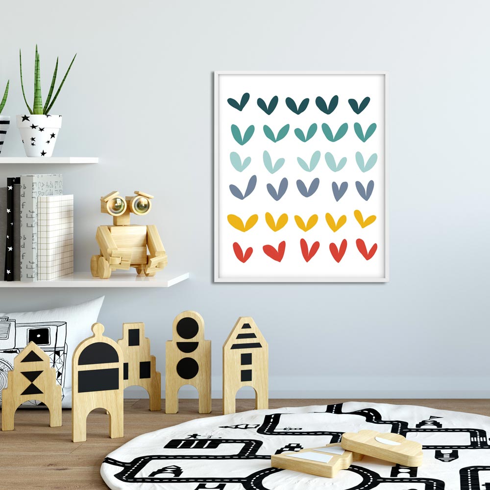 Play hearts kids printable wall art