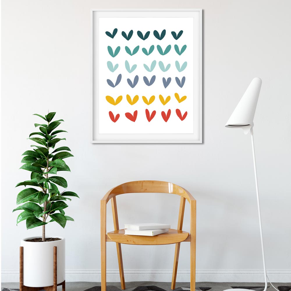 Play hearts kids art wall